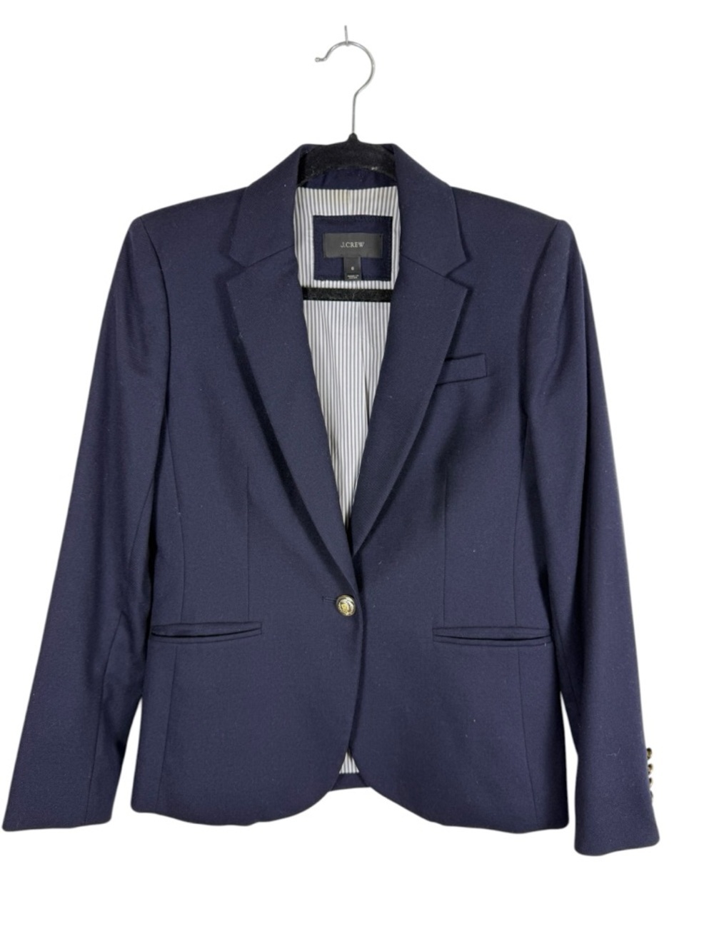 J. Crew Campbell Navy Blue Wool Blend Single Breasted Blazer Jacket Sz 6